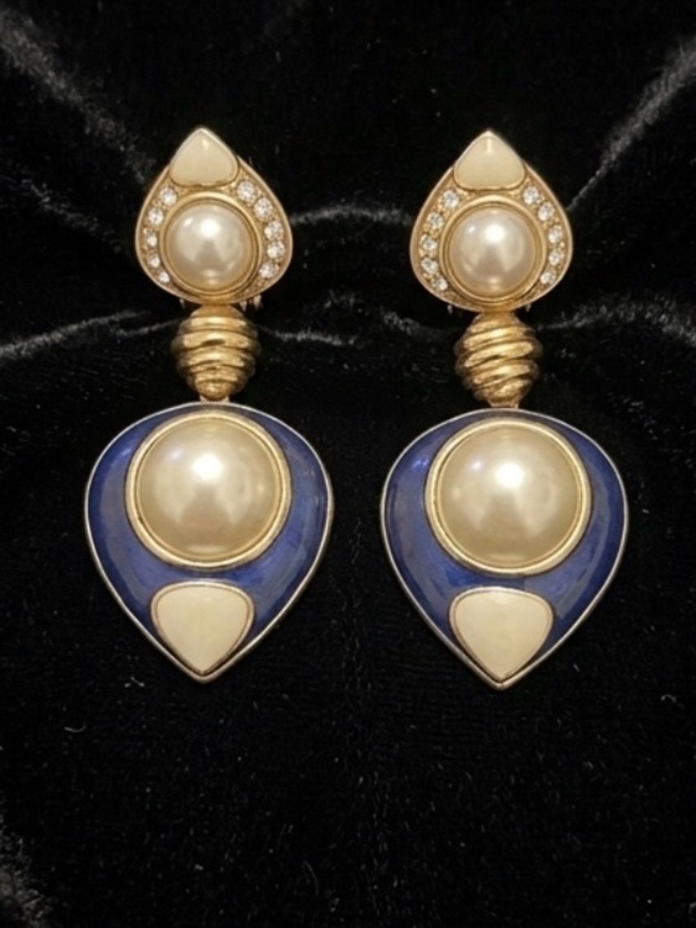 #7 Camrose & Kross JBK Blue Enamel Pearl Drop Earrings